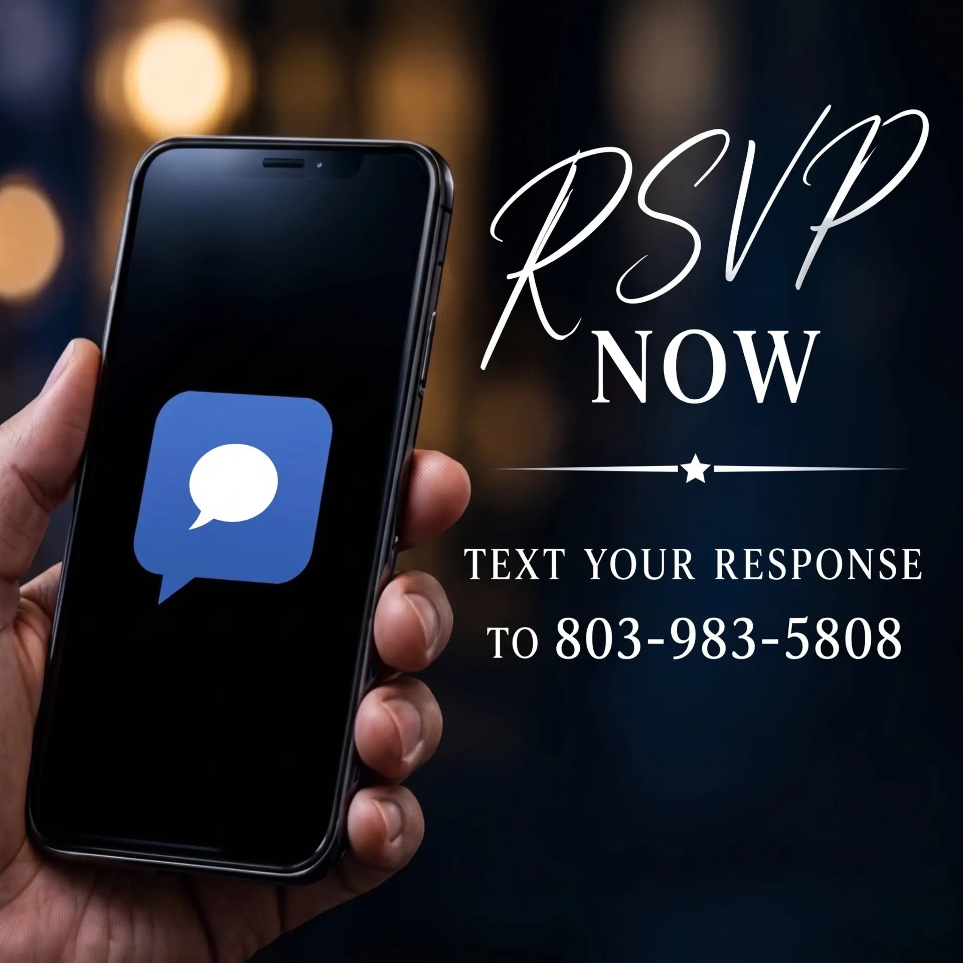 RSVP graphic with phone and response details