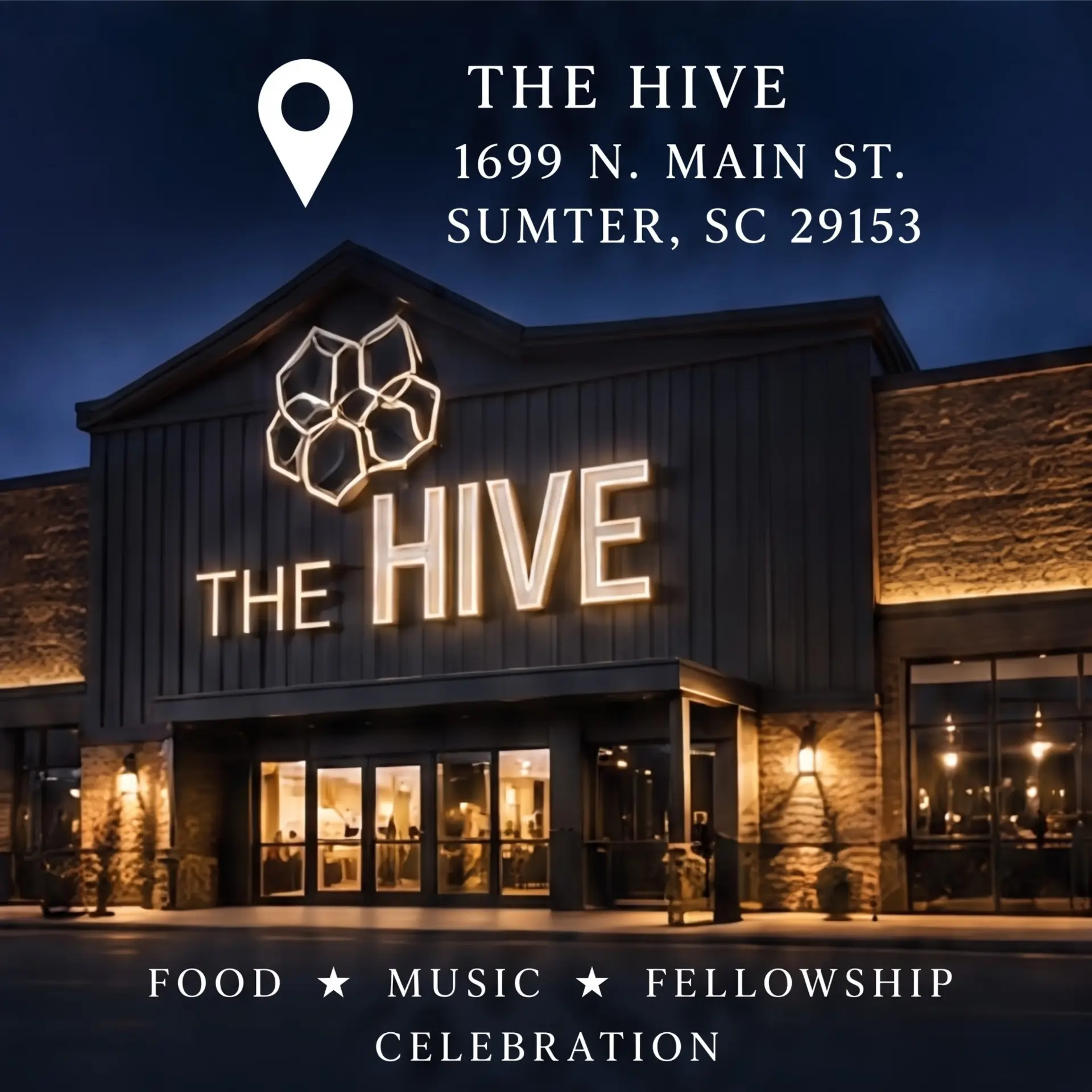 The Hive venue at 1699 N. Main St. Sumter, SC 29153